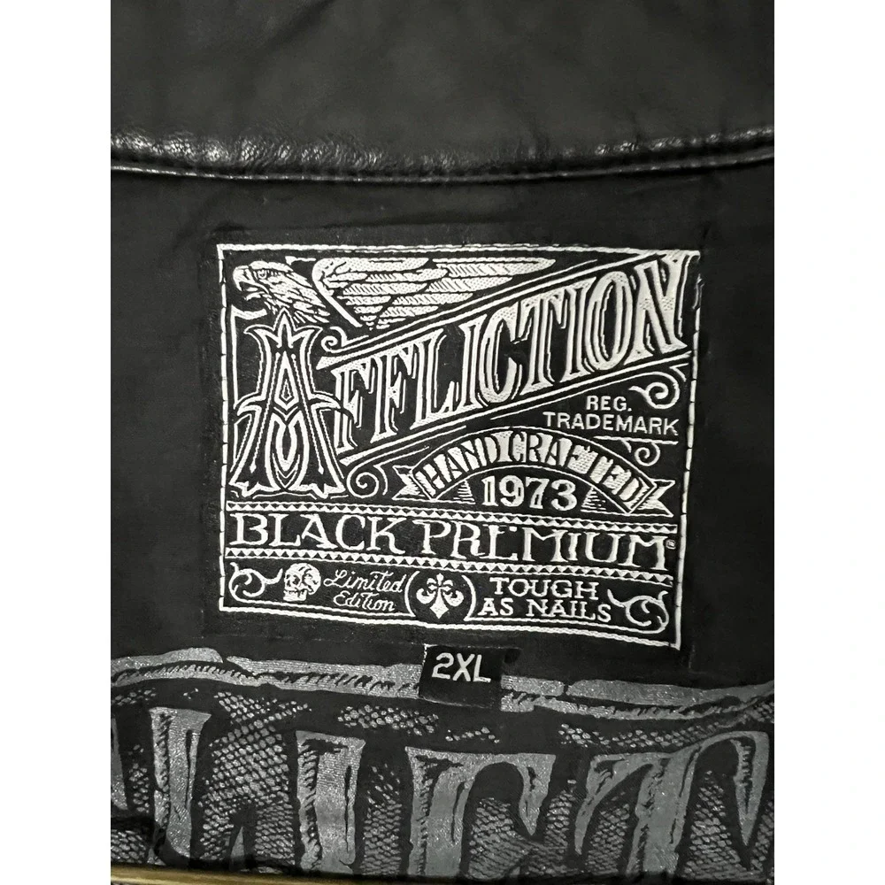 Affliction Limited Edition Polyurethane Moto Jacket Black Heavy Padding Grunge